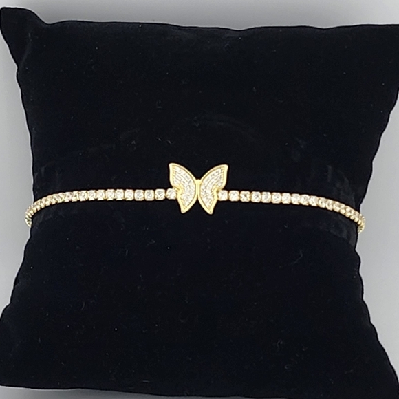 Jewelry - Gold Tone Butterfly Adjustable Bracelet Stamped 925